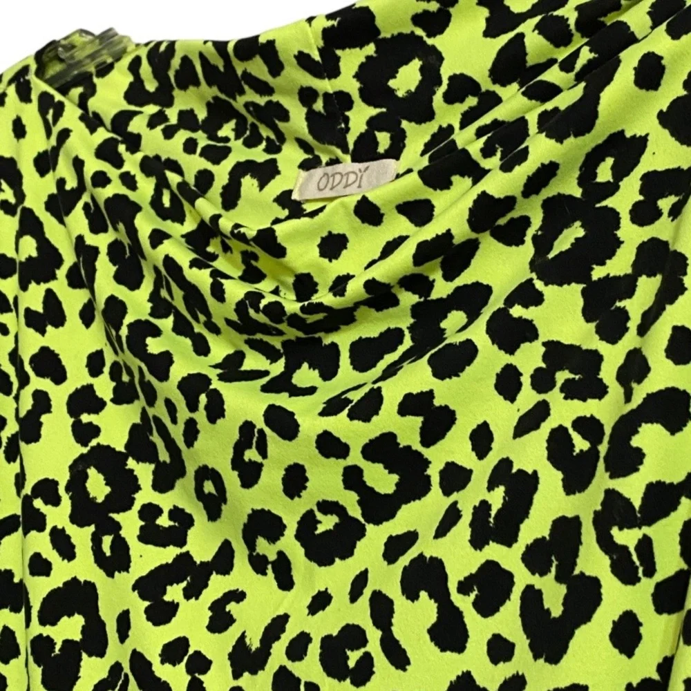 ODDY Lime Green & Black Animal Print Top - Picture 5 of 7